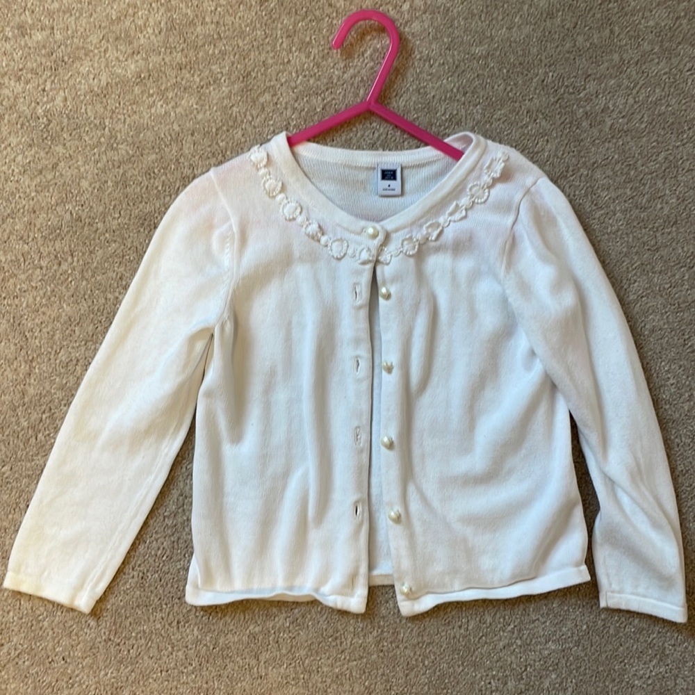 Janie and Jack size 4 cream girls sweater with pearl buttons